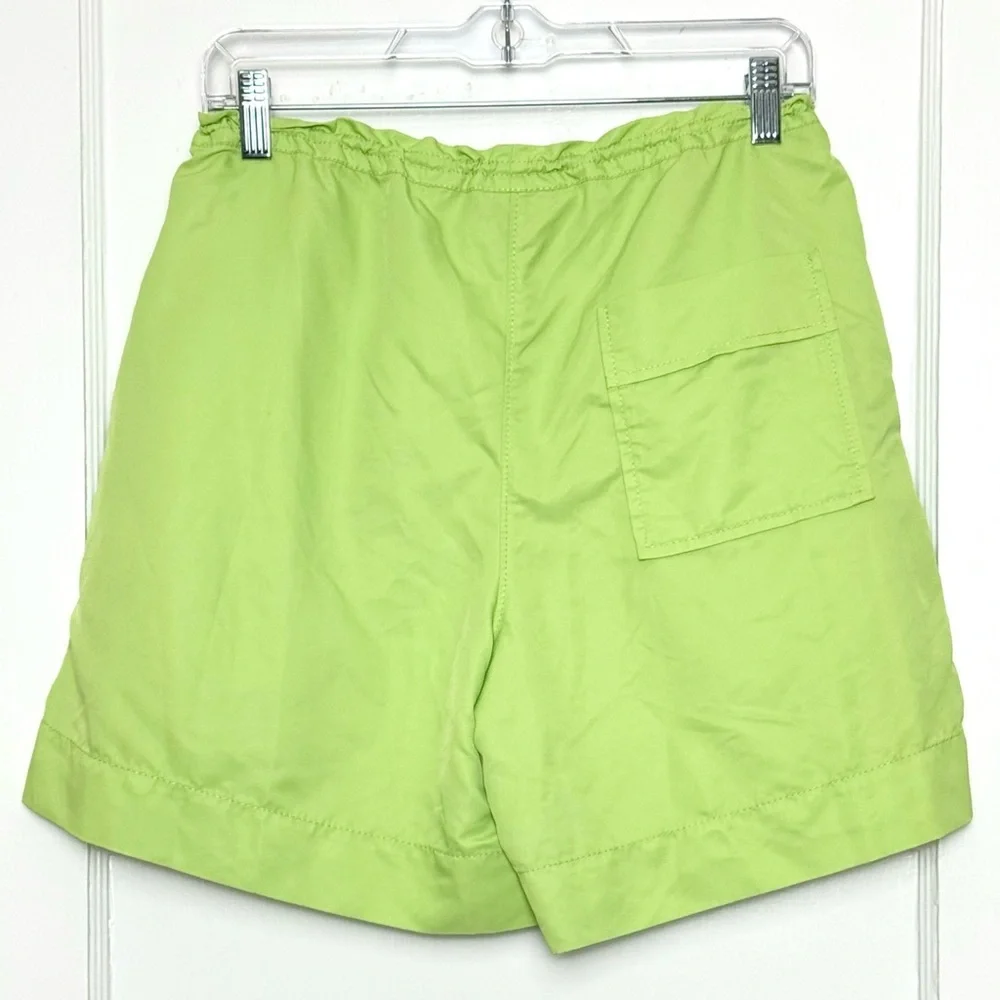 STAUD‎ Lime Green High Rise Drawstring Waist Relaxed Fit Sporty Nylon Shorts S